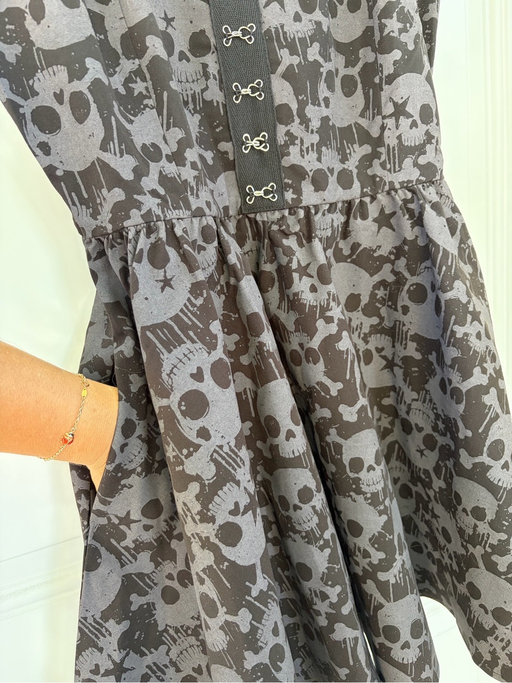 Hot Topic Black & Grey Skull Grommet Strap Mini Dress - Picture 9 of 9